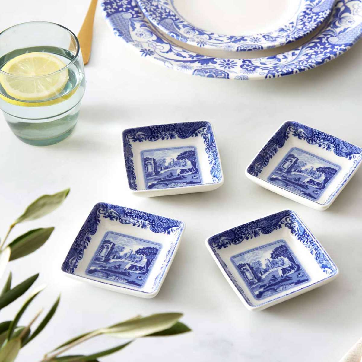 Blue Italian Square Dishes, Set of 4 image number null
